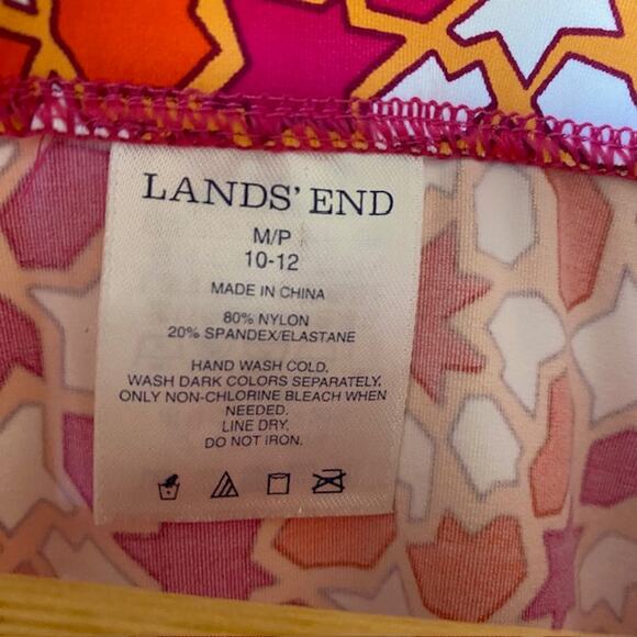 Lands' End Dress 3/4 Sleeve Multi-Color Stretch Geometric Women's Petite Medium - Picture 4 of 8